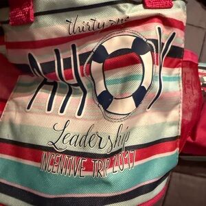 Thirty-One Ahoy Leadership Tote with Stripes